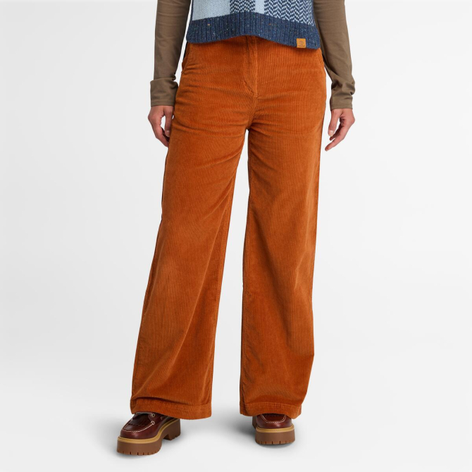 Дамски панталон Corduroy Wide Leg Pant for Women in Orange TB0A5ZVB888 01