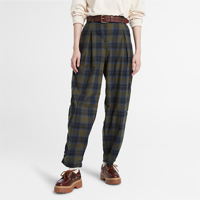 Дамски панталон Plaid Trousers for Women in Green TB0A6RZW302 01