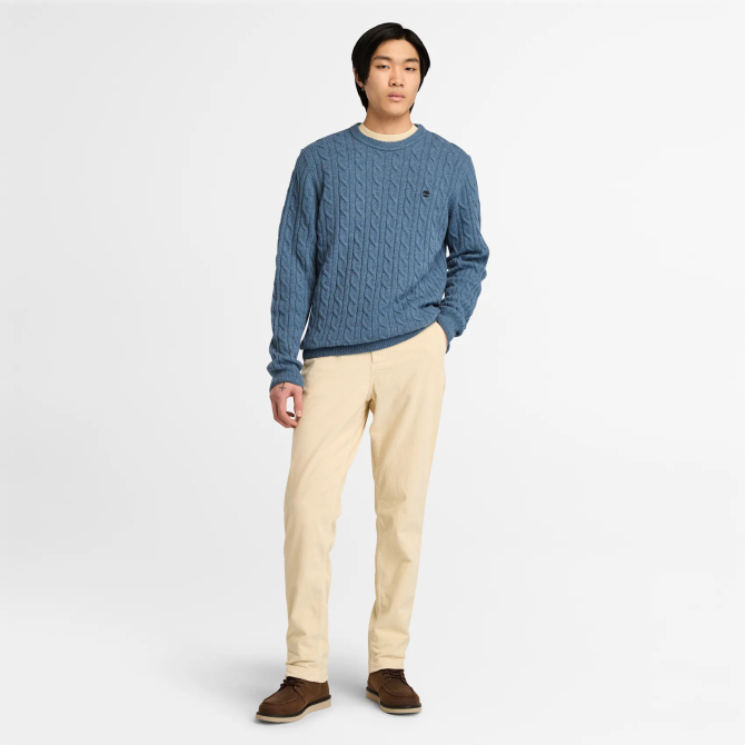 Мъжки пуловер Phillips Brook Cable Crew Neck Jumper for Men in Blue TB0A2CEQ081 02