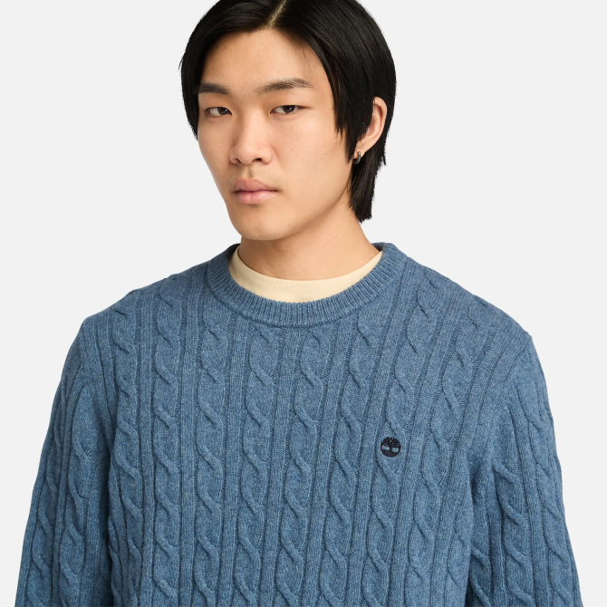 Мъжки пуловер Phillips Brook Cable Crew Neck Jumper for Men in Blue TB0A2CEQ081 03