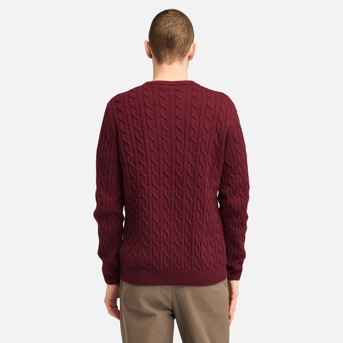 Мъжки пуловер Phillips Brook Cable Crew Neck Jumper for Men in Dark Red TB0A2CEQ606 04