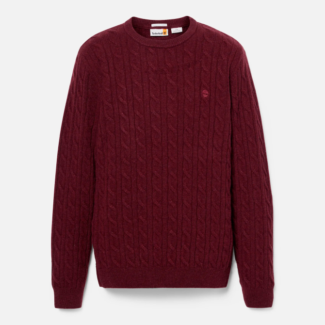 Мъжки пуловер Phillips Brook Cable Crew Neck Jumper for Men in Dark Red TB0A2CEQ606 05