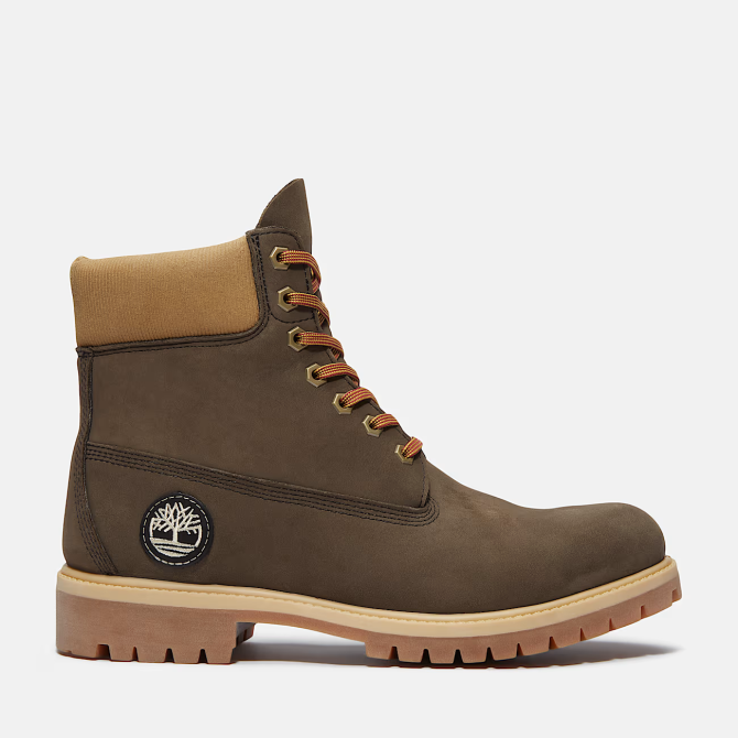Мъжки обувки Timberland Premium 6 INCH LACE UP WATERPROOF BOOT DARK BROWN NUBUCK W OLIVE TB0A2P6WA4J 01