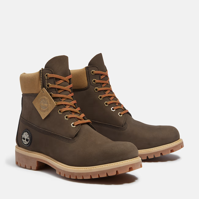 Мъжки обувки Timberland Premium 6 INCH LACE UP WATERPROOF BOOT DARK BROWN NUBUCK W OLIVE TB0A2P6WA4J 02
