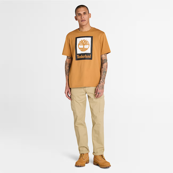 Унисекс тениска STACK LOGO Colored Short Sleeve Tee WHEAT BOOT TB0A5QS2P47 03