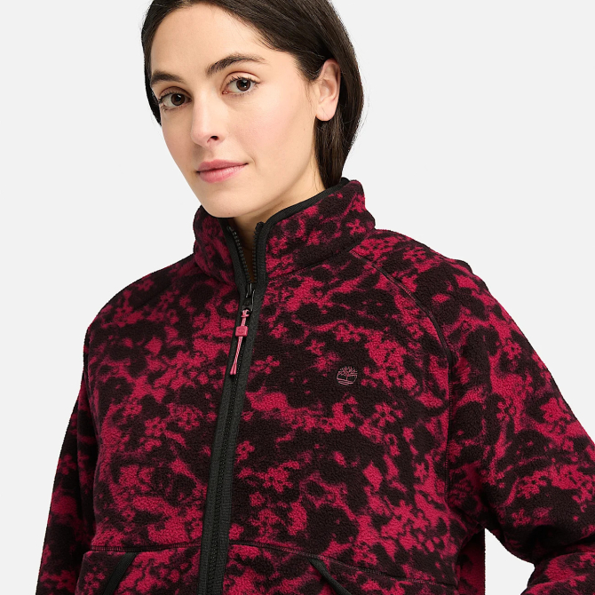 Дамско яке Printed Full-Zip High Pile Fleece Jacket for Women in Dark Red TB0A5ZUQEFY 04