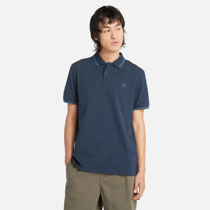 Мъжка тениска Millers River Tipped Pique Polo for Men in Dark Blue TB0A5W4Y433 01