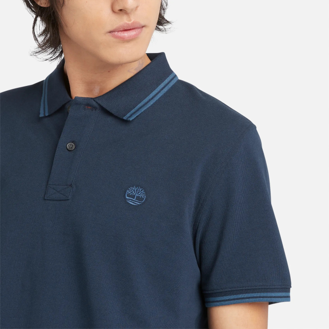 Мъжка тениска Millers River Tipped Pique Polo for Men in Dark Blue TB0A5W4Y433 03