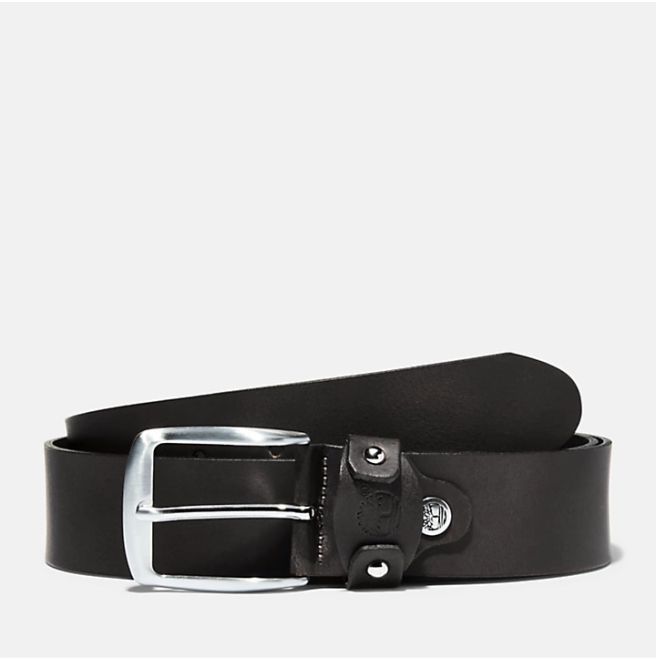 Мъжки колан Square-buckle Leather Belt with Loop Logo for Men in Black