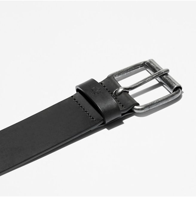 Мъжки колан Leather Belt with Antique-Finish Buckle for Men in Black