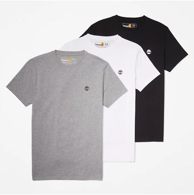 Мъжки тениски 3xPack Organic Cotton T-Shirts for Men in Black, White, Grey