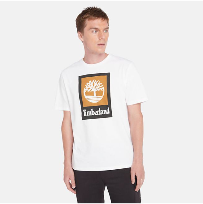 Унисекс тениска All Gender Logo Stack T-Shirt in White/Black