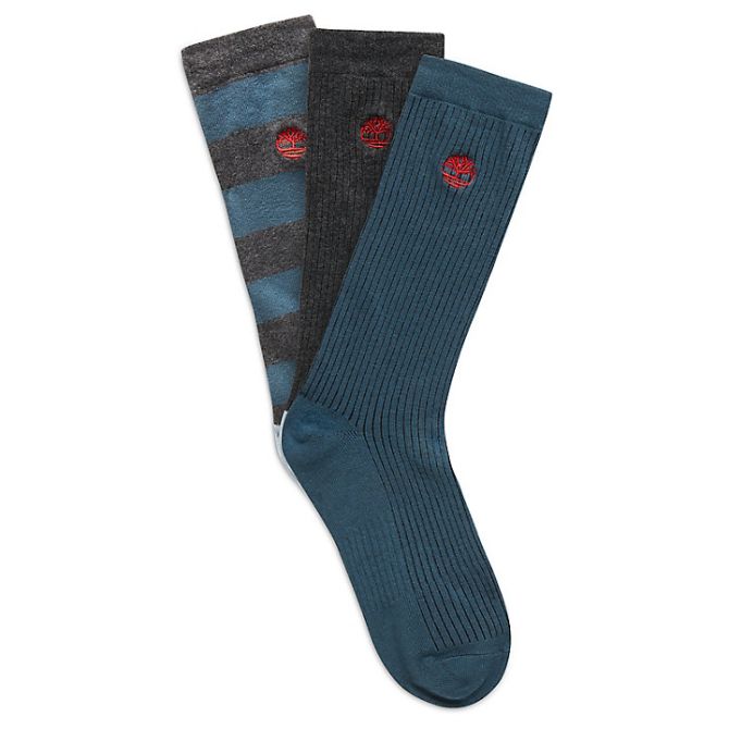 Мъжки чорапи 3 Pairs Striped Crew Socks for Men in Dark Grey TB0A1EIF010 01