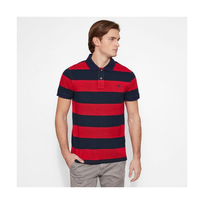 Мъжка тениска Millers River Stripe Polo Shirt Red A1KEXJ84 02