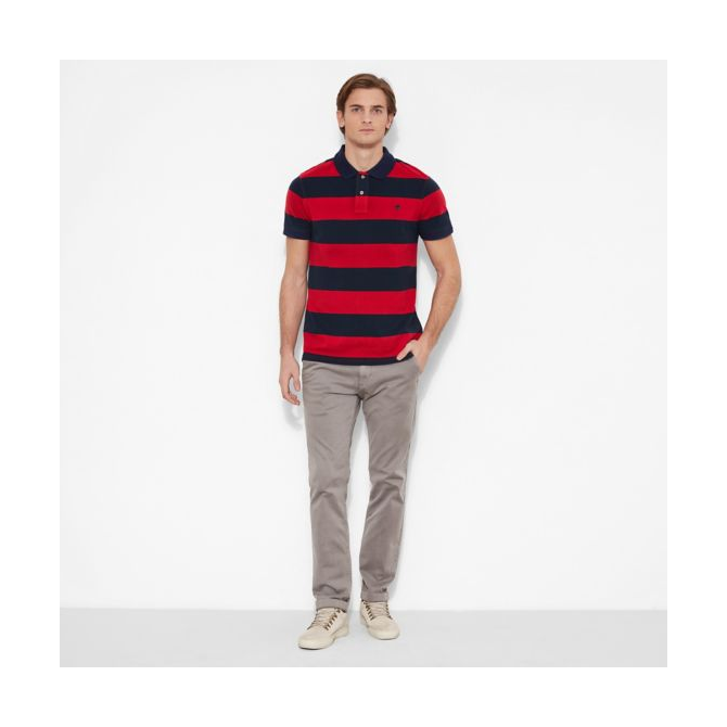Мъжка тениска Millers River Stripe Polo Shirt Red A1KEXJ84 05