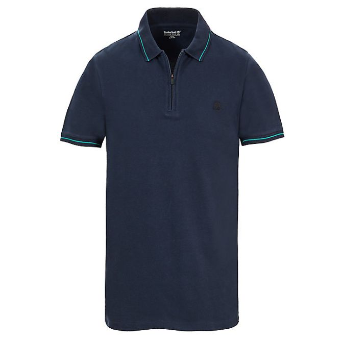 Мъжка тениска Polo Shirt for Men with Zip in Dark Navy A1NL6433 01