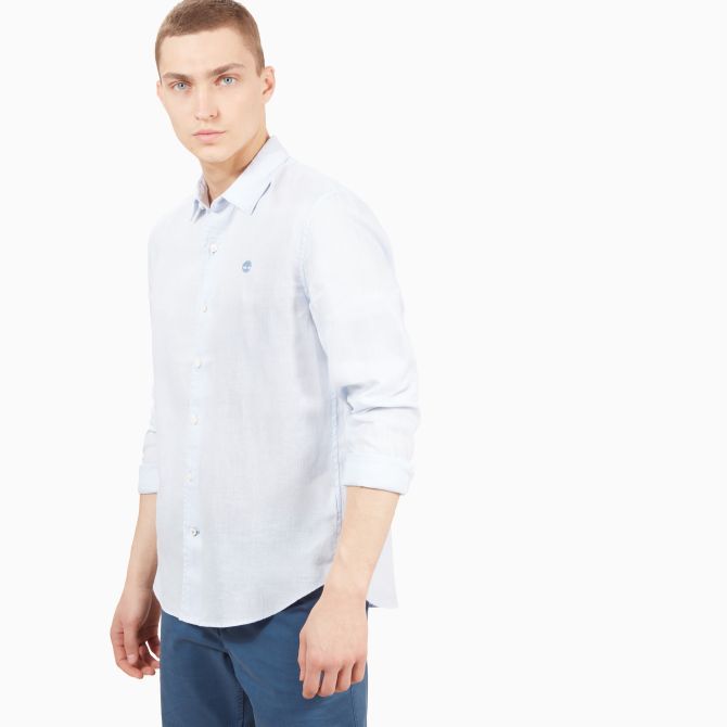 Мъжка риза Mill River Linen Shirt for Men in Light Blue TB0A1NW8P85 02