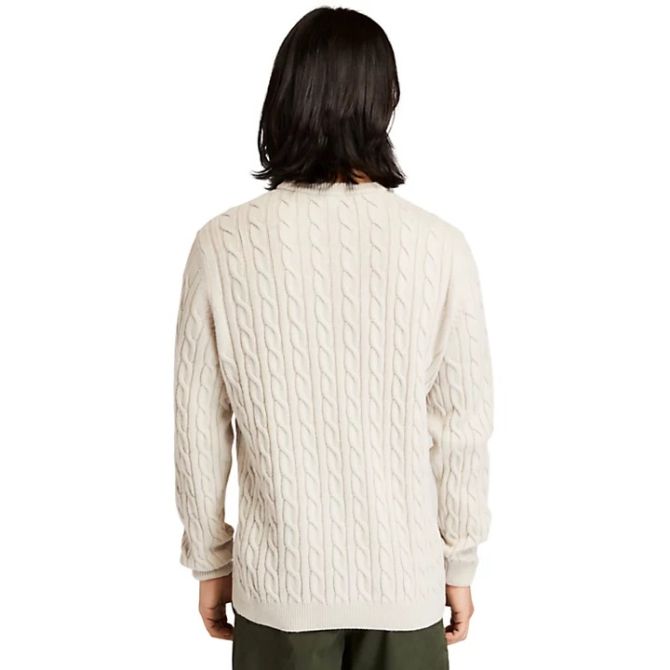 Мъжки пуловер Phillips Brook Cable-knit Sweater for Men in White TB0A2CEQBH7 03