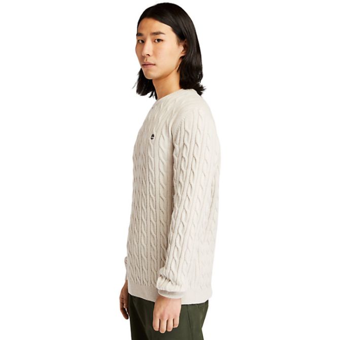 Мъжки пуловер Phillips Brook Cable-knit Sweater for Men in White TB0A2CEQBH7 02