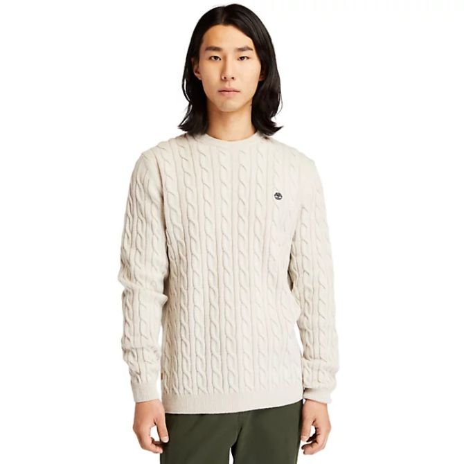 Мъжки пуловер Phillips Brook Cable-knit Sweater for Men in White TB0A2CEQBH7 06