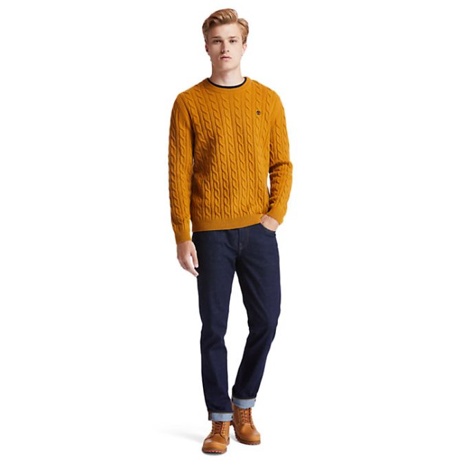 Мъжки пуловер Phillips Brook Cable Sweater for Men in Yellow TB0A2CEQP47 01