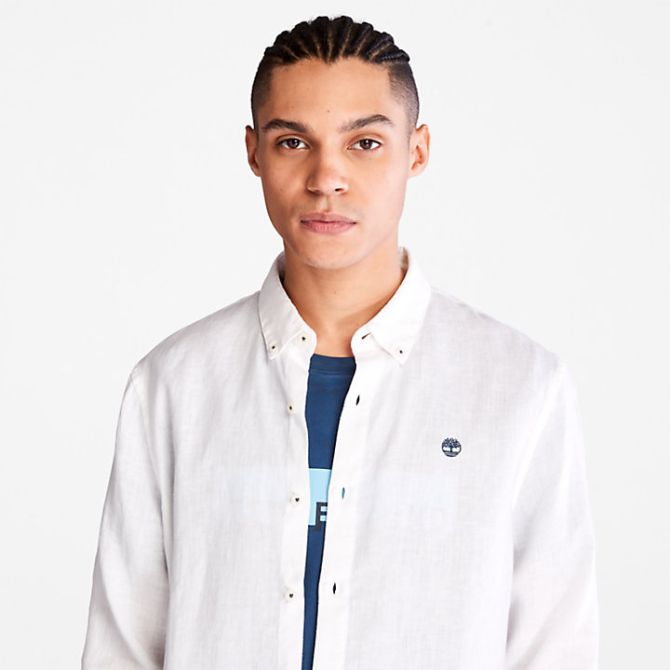 Мъжка риза Mill River Slim-Fit Linen Shirt for Men in White TB0A2DC3100 03