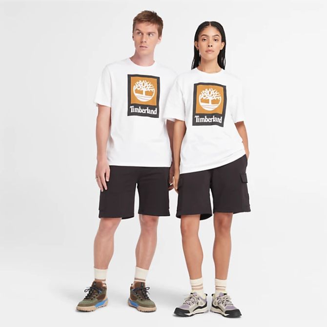 Унисекс тениска All Gender Logo Stack T-Shirt in White/Black TB0A5QS2100 02