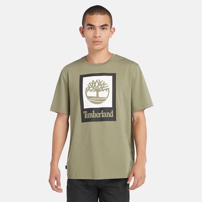 Унисекс тениска All Gender Logo Stack T-Shirt in Green TB0A5QS2590 03