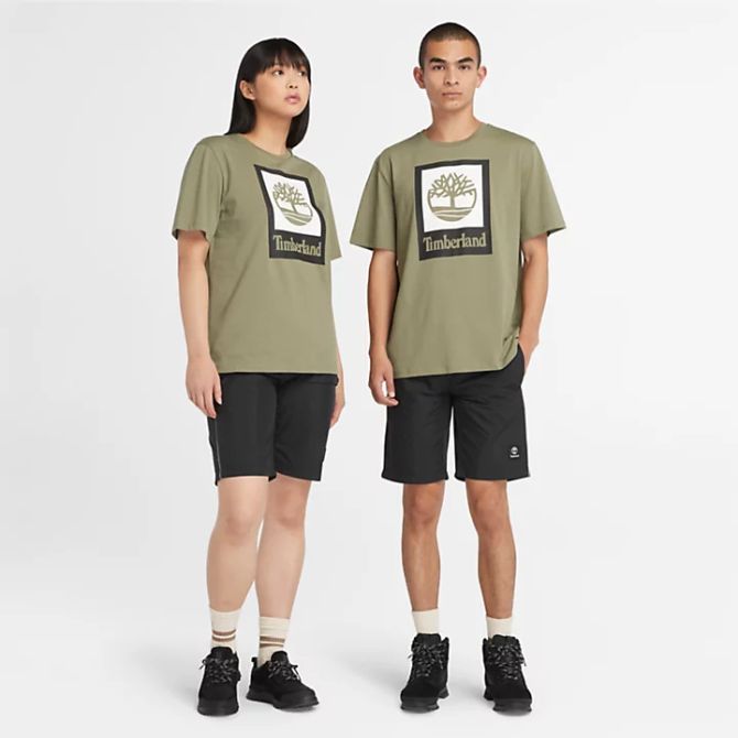 Унисекс тениска All Gender Logo Stack T-Shirt in Green TB0A5QS2590 01