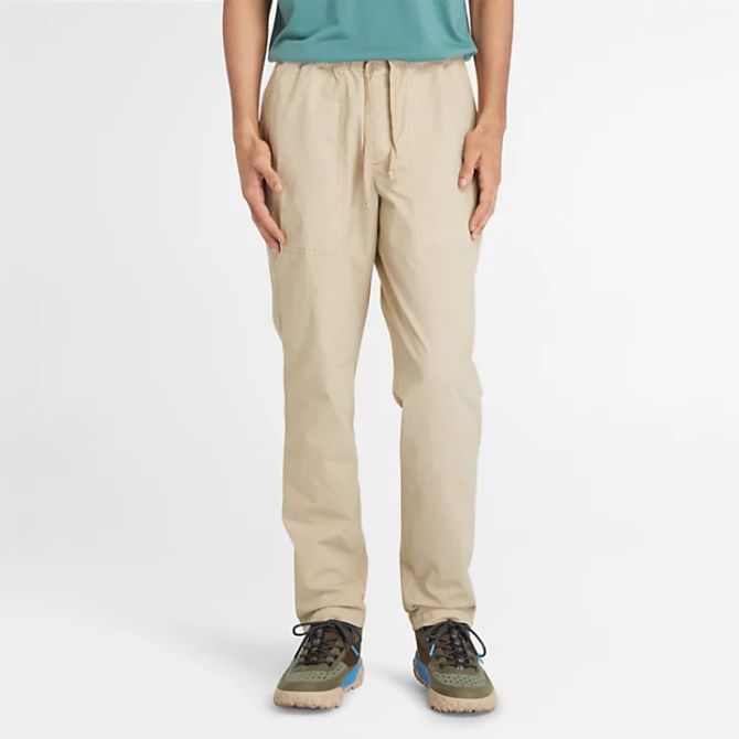 Мъжки панталон Garment Dye Poplin Jogger Trousers for Men in Beige TB0A5TU3DH4 01