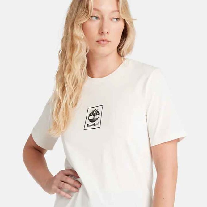 Дамска тениска Stack Logo T-Shirt for Women in White TB0A69AWCM9 01