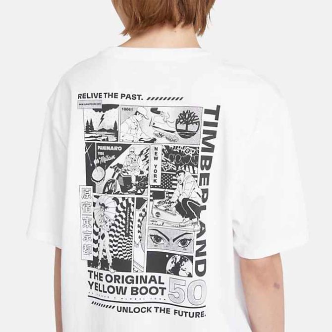 Унисекс тениска All Gender Comic Graphic T-Shirt in White TB0A6JCD100 03