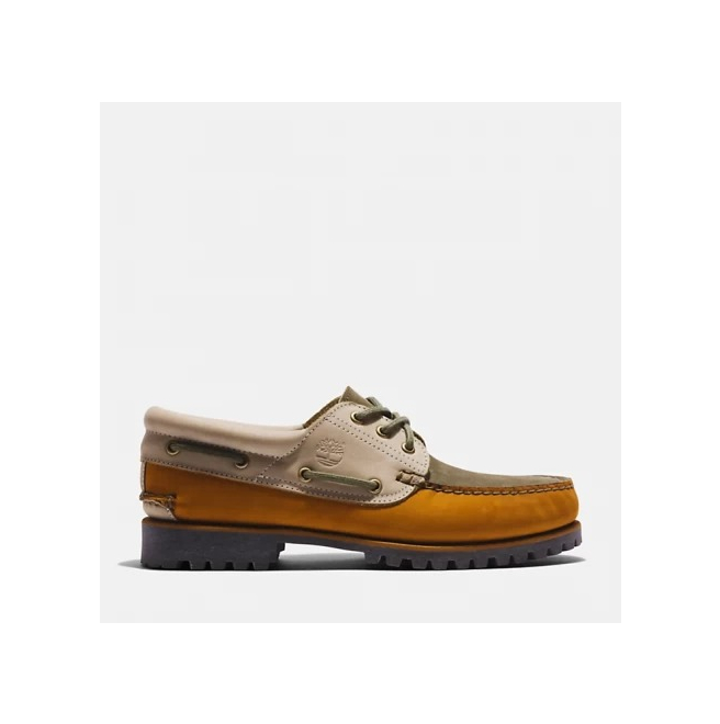 Мъжки мокасини 3-Eye Lug Handsewn Boat Shoe for Men in Yellow