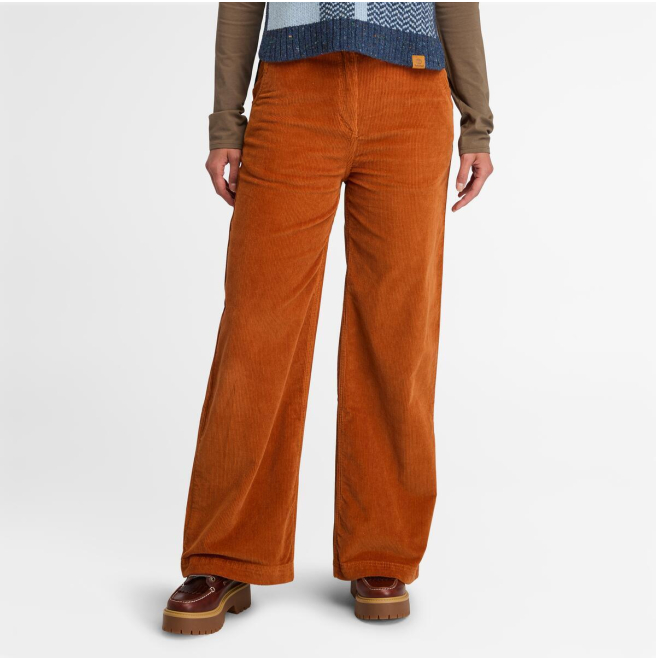 Дамски панталон Corduroy Wide Leg Pant for Women in Orange