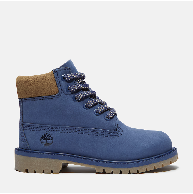 Детски обувки Timberland Premium 6 INCH LACE UP WATERPROOF BOOT DARK BLUE NUBUCK W OLIVE