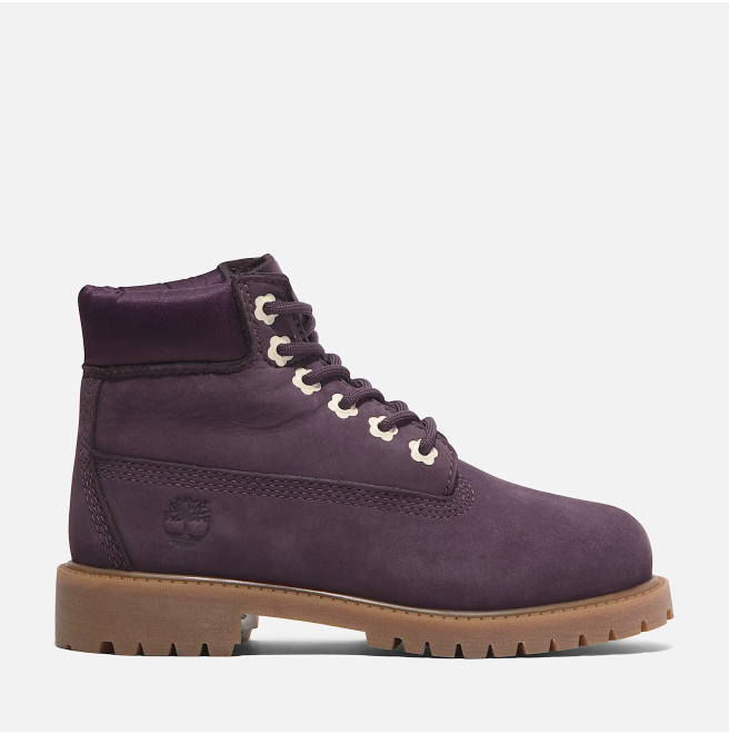 Детски боти Timberland® Premium 6-Inch Lace-Up Waterproof Boot for Youth in Dark Purple