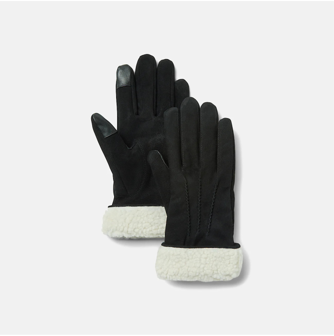 Дамски ръкавици Leather Glove with High Pile Fleece for Women in Black