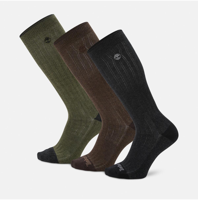 Мъжки чорапи 3 Pack Danforth Solid Knee High OLIVE HEATHER